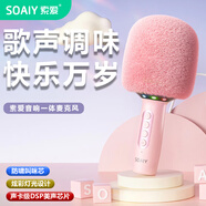 索愛(ài)（soaiy）MC73藍牙無(wú)線(xiàn)麥克風(fēng)電視K歌話(huà)筒音響音箱一體麥克風(fēng)手機直播家用KTV麥克風(fēng)話(huà)筒少女粉