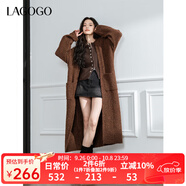 LAGOGO【抗起球】慵懶長(cháng)款針織外套女拉谷谷2024春秋款巴恩風(fēng)毛衣 棕色(U5) M