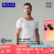 百富（BYFORD）男士圓領(lǐng)打底衫棉針織內(nèi)衣短袖T恤男通勤打底上衣休閑汗衫MW8824 MW8822白色-低領(lǐng)-無LOGO收身 L