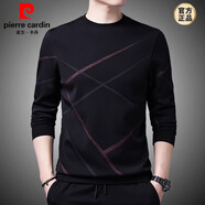皮爾卡丹（pierre cardin）圓領(lǐng)長袖t恤男士薄款衛(wèi)衣休閑潮流寬松體恤春秋裝打底小衫 2055黑色（春秋款） 不加絨 M (165)