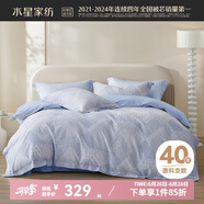 水星家紡 四件套純棉100%全棉套件居家學生宿舍床單田園花卉風 窗欞之美【條紋紋理】 40支 床單款 （被套200*230cm）