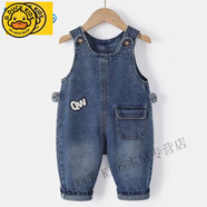 G.duck嬰兒童裝牛仔背帶褲秋冬款2024洋氣女童男童寶寶秋季藍色長(cháng)褲子 80 可開(kāi)檔