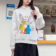 阿迪達斯 （adidas）neo衛衣外套女裝春秋季情侶裝芝麻街聯(lián)名運動(dòng)休閑連帽套頭衫 HD7279/白色女款 S