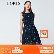 PORTS寶姿商場(chǎng)同款 新品女裝甜美木耳邊裝飾無(wú)袖連衣裙SN8D027HPP022 丈青 M (6)