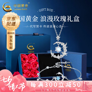 中國黃金（CHINA GOLD）藍桉與鳥S925銀項鏈女生新款銀飾吊墜七夕情人節(jié)禮物送女朋友老婆 【兩件套】送女友/老婆【玫瑰禮盒】