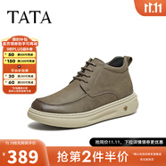 他她（TATA）男鞋厚底休閑鞋2025冬舒適百搭工裝鞋短筒靴子MGL01DD5 灰色（絨里） 38