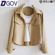 DGOV2025新款襯衫女時(shí)尚百搭短款夾克外套設計感甜美減齡薄襯衫上衣女 卡其色 M 80-105斤