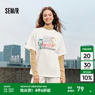 Semir[商場同款]史努比系列短袖T恤女中長款印花2024新款純棉秋裝 本白10102 M