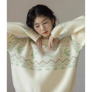 花花公子（PLAYBOY）法式復(fù)古提花浣熊絨套頭毛衣女2025秋冬季圓領(lǐng)針織長(zhǎng)袖疊穿內(nèi)搭 米白 S 建議80-95斤