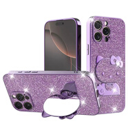 金尚馬適用蘋果16Promax手機(jī)殼繁星閃粉電鍍KT帶鏡子支架iPhone15保護(hù)套蘋果14防摔殼蘋果13手機(jī)防護(hù)套 【紫色】閃粉電鍍KT帶鏡子支架 iPhone 13