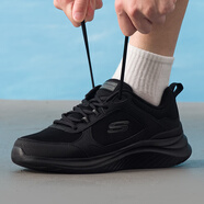 斯凱奇（Skechers）男鞋秋冬2025新款黑武士跑步鞋輕便減震耐磨透氣運動鞋軟底休閑鞋 全黑色-BBK 45