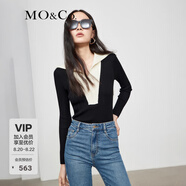 MO&Co.針織衫撞色千金針織小香風(fēng)休閑針織衫女黑色針織衫摩安珂 黑色-第2批 S 160