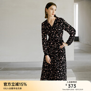 顏域長(zhǎng)袖V領(lǐng)茶歇連衣裙女春裝2024新款輕熟收腰顯瘦氣質(zhì)碎花長(zhǎng)裙 粉花（加厚） L/40