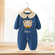 小憨鹿寶寶爬爬服秋冬一體式罩衣哈衣爬行服兒童外穿玩耍戶(hù)外防臟連體衣 娃娃領(lǐng)連體衣【藍色】熊 90cm 【建議75-85cm】