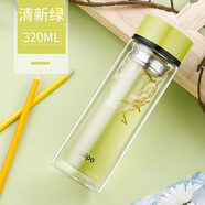 cuipo玻璃杯加厚隔熱雙層水杯男女便攜商務(wù)茶杯防燙杯子茶水分離泡茶杯 清新綠 320ml