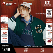 Champion【丁禹兮同款】冠軍棒球服外套女2025秋季新款復古美式棒球衫男 常春藤綠拼米白 L