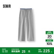 森馬（Semir）[商場(chǎng)同款]休閑褲女高腰撞色闊腿褲2025春季新款肌理衛(wèi)褲慵懶 灰白10801 L