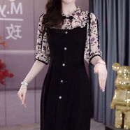 高級冰絲面料氣質(zhì)洋氣端莊氣質(zhì)禮服裙2025夏季新款中青年女裝裙子 黑色 M 【建議90-100斤】
