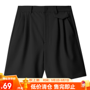 網(wǎng)易嚴(yán)選春夏神褲微彈高腰顯瘦西裝褲錐形褲女通勤輕復(fù)古時(shí) 墨黑色*短褲 S (160/64A)