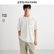 太平鳥男裝【商場同款】 休閑T恤重磅T恤抑菌男t恤 B2CNF3206 米白1 S