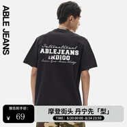 ABLE JEANS 25春夏新款印花LOGO短袖男t恤男881256 黑色 M