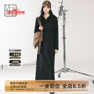 美洋（MEIYANG）拉爾夫連衣裙 復(fù)合加絨休閑顯瘦連帽長款衛(wèi)衣小黑裙新款長袖裙子 黑色（加長版） 均碼