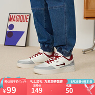 361°361度男板鞋秋冬保暖鞋子 學(xué)生簡約小白鞋 厚底休閑運動鞋皮面低 羽毛白/黑櫻桃 42