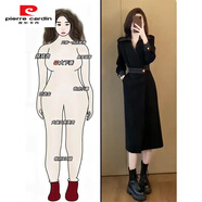 皮爾卡丹法式赫本風(fēng)黑色長袖連衣裙女2025秋冬大碼胖mm收腰顯瘦輕熟長裙子 連衣裙版可甜可鹽御姐輕熟/今年 M 【80-100斤】