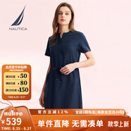 諾帝卡（NAUTICA）【商場同款】女裝春夏新款萊賽爾混紡親膚休閑連衣裙女42DO01 淺藏青色40S M