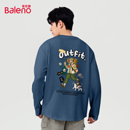 班尼路（Baleno）長袖T恤男春秋季潮流百搭純棉打底衫寬松透氣青少年情侶休閑上衣