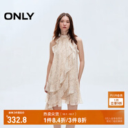 ONLY2025夏季新款淑女掛脖圓領(lǐng)荷葉邊短裙碎花連衣裙女|125207045 HH5桑迪紋樣沙色底 S