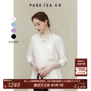 茶·愫【千金衣櫥】puretea茶愫絲棉綃壓縐連衣裙女靈動(dòng)綁結(jié)2024夏新款 暮白 S