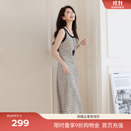 伊芙麗（eifini）伊芙麗經(jīng)典百搭針織條紋休閑風(fēng)肌理背心連衣裙2025春季新品遛彎裙 黑色 M