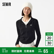 森馬永久聯(lián)名長(cháng)袖T恤女短款緊身春季連帽101124101006