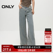 ONLY秋季時尚復古寬松高腰闊腿褲牛仔褲女|124132063 J32 210洗水牛仔藍 M (165) 68A
