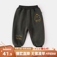 嘟嘟家寶寶長褲冬裝兒童加厚褲子男童冬季保暖束腳褲女童加絨洋氣童裝wp 軍綠色 90