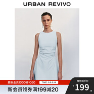 UR2025春季新款女摩登氣質(zhì)褶皺收腰顯瘦無袖連衣裙UYY750030 淡藍(lán) M