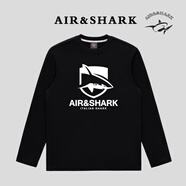 大青鯊 AIR SHARK古老鯊魚(yú)長(cháng)袖T恤男高端設計歐美風(fēng)秋裝25新款重磅純棉寬松休閑衫 黑色長(cháng)袖 AIR盾牌鯊魚(yú) 2XL 建議150-170斤