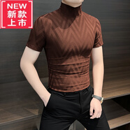 PLAYYOUNG國際品牌男裝半高領(lǐng)打底衫男款夏季中領(lǐng)修身內搭感秋季短袖t恤男2 橘紅色 M 【建議110斤以?xún)取?
                                         title=