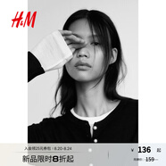 H&M女裝毛針織衫2025秋季新款miu系開衫空調衫薄款針織外套1237776 黑色007 S 160/88