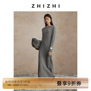 致知ZHIZHI 玉燭新羊毛圈圈紗連衣裙女24秋新寬松直身松弛 月影灰色 S