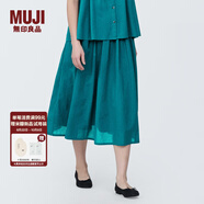 無(wú)印良品（MUJI）女式強捻抽褶裙長(cháng)半身裙紗裙薄荷曼波風(fēng)純棉全棉裙子女裝半裙 綠色 XL 165/74A