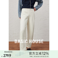 Basic House/百家好加厚加絨休閑褲女秋冬香蕉褲奶奶褲保暖百搭寬松顯瘦新款 米色 L 110-120斤