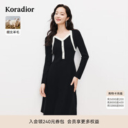 珂萊蒂爾2025細支羊毛通勤淑女修身V領(lǐng)連衣裙女 黑色 M