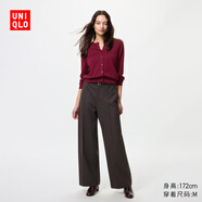 優(yōu)衣庫(kù)女裝絨面針織寬腿褲/闊腿褲褲子25秋冬新款479284 38 深褐色 2XL /165/84A