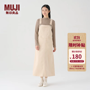 無印良品（MUJI）女式 木棉混 燈芯絨 背帶裙寬松直筒中長款連衣裙 美拉德BE12CC3A 象牙色 S