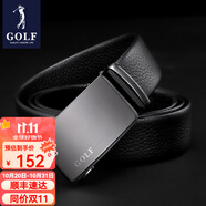 高爾夫（GOLF）牛皮皮帶針扣男士皮帶真牛皮腰帶禮盒男式褲帶送男友父親節(jié)禮物 雙面頭層牛皮黑槍色4965