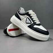 V-MENVMEN時(shí)尚2025早秋厚底潮流小白鞋舒適透氣百搭不臭腳牛皮男士板鞋 黑色 皮鞋碼 40