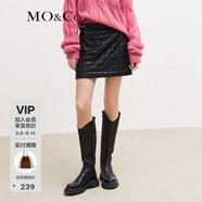 MO&Co.【蛋白皮】黑色高腰短裙半身裙皮裙色復(fù)古包臀裙女 黑色 XS 155
