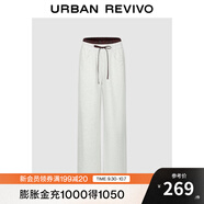 UR2025秋季新款女摩登中性休閑撞色格紋抽繩闊腳褲UYV650107 花灰 XS
